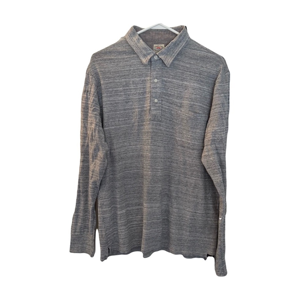Men's Faherty Long‎ Sleeved Polo Pullover Shirt Heather Gray Size XL